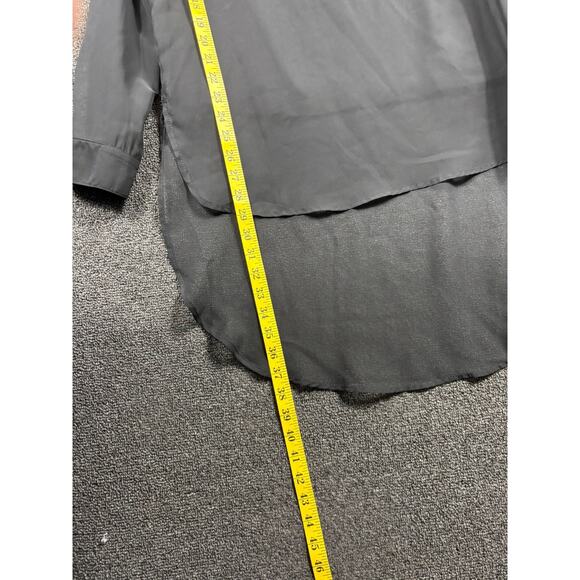 Kut From The Kloth Blouse Semi Sheer Womens M Black Long Sleeves Long Back NEW - Picture 6 of 7